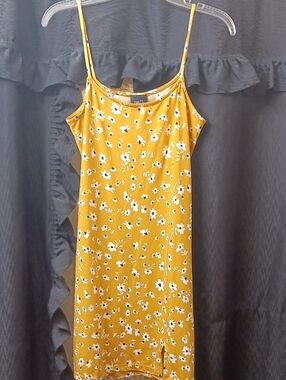 Mustard Yellow Floral Slip Dress| Size L